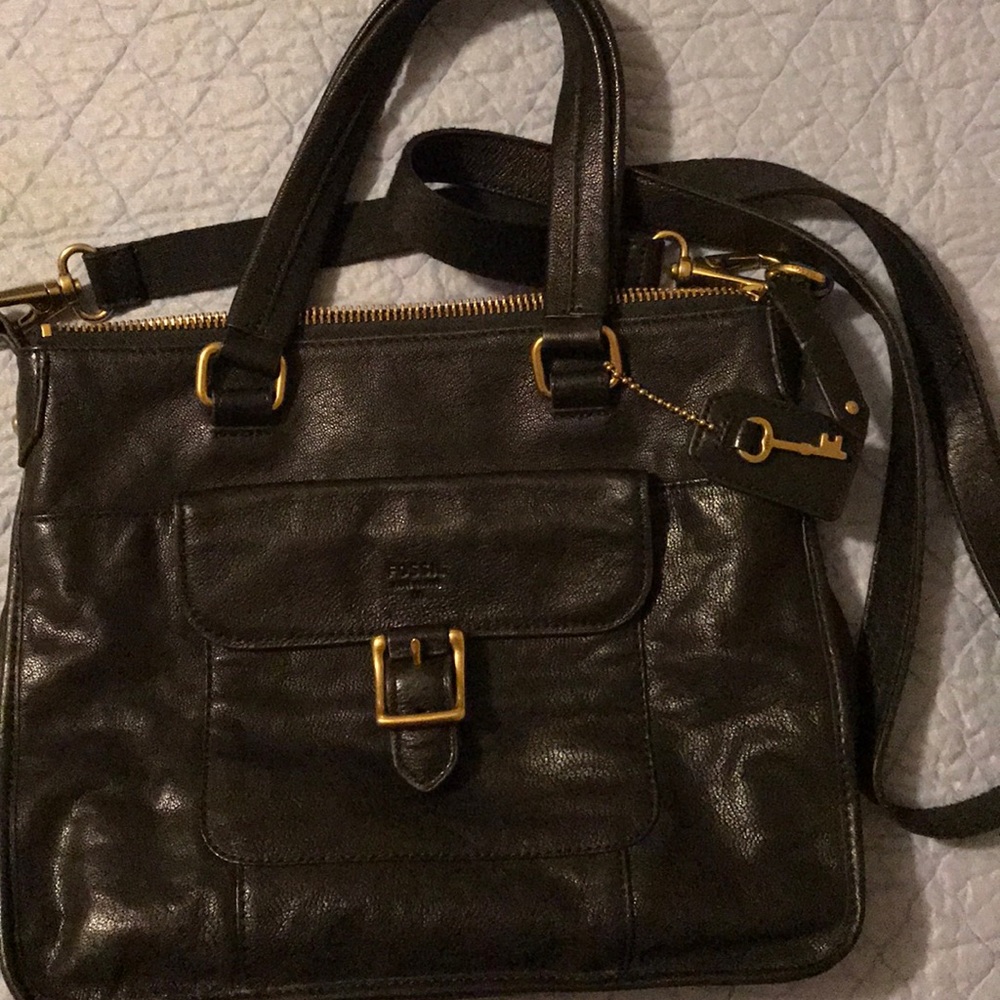Black Fossil Crossbody